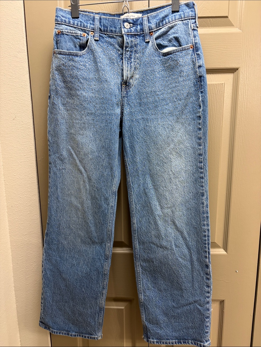 Light Wash Straight Leg Jeans with embellishments